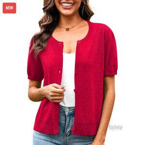 Summer Crochet Knit Cardigan Shrug Open Front Lightweight Button Up Casual Top